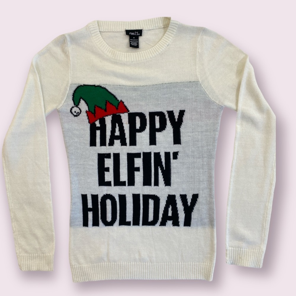 Happy Elfing Holiday Women’s Sweater - Size Small